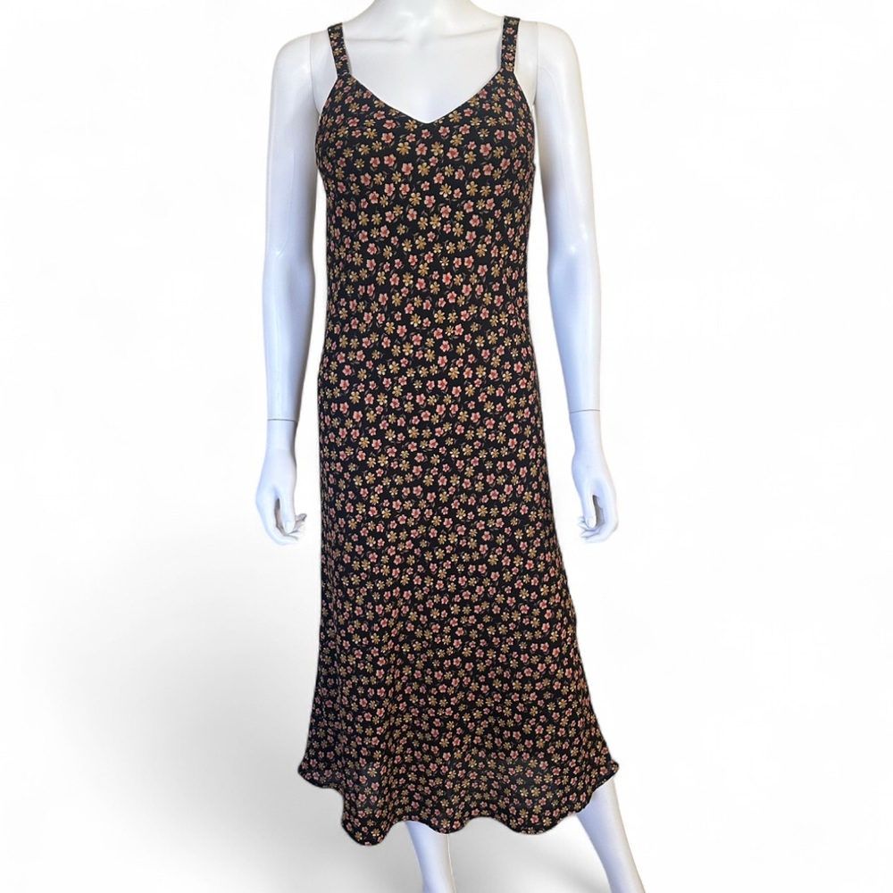 Carly Jean Los Angeles Black Dress with Floral Design